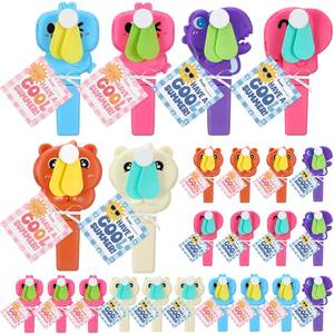 lot 19930 image: Flutesan 24 Pcs End of Year Student Gift Bulk Mini Portable Fan Summer Fans Party Favors Cute Manual Cooling Fan with Card Rope Novelty Handheld Fans for Outdoor
