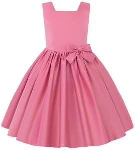 lot 19943 image: Uhnice Flower Girl Satin Dress Sleeveless Dresses with Detachable Bow for Wedding Party (Pink, 9-10140)