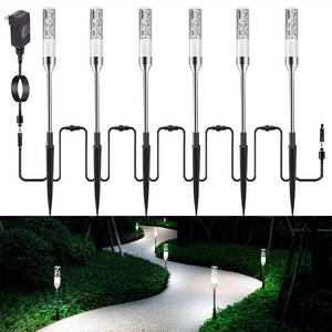 lot 19944 image: GreenClick Pathway Lights Outdoor,12V Low Voltage Landscape Lighting, 6 Pack 570 Lumen Bright LED Path Lights, IP65 Waterproof Extendable Garden Lights for Yard Walkway Patio Lawn, 6000K (Used)
