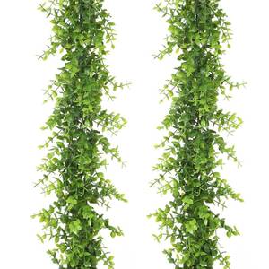 lot 19947 image: Dolicer Eucalyptus Garland 2 Pack - 12FT Faux Greenery, Fake Hanging Garlands Wedding Backdrop Arch Wall Table Party Decor (Green)