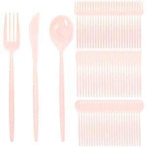 lot 19953 image: Supernal 360pcs Pink Plastic Silverware Set - Hammered Design Heavy Duty Disposable Cutlery (120 Forks, 120 Spoons, 120 Knives)  Elegant Pink Utensils for Baby Shower, Wedding & Bridal Shower