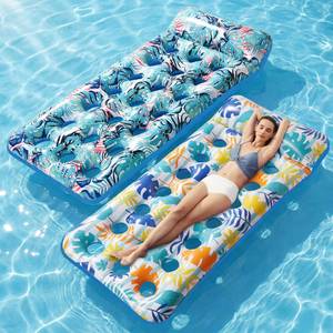 lot 19964 image: Stonful 2 Pack Inflatable Pool Float Mat, Giant Pool Floats Adult Size with Headrest, Lake Float Raft Water Lounger, Multi-Purpose Swimming Pool Floats for Pool Party, Summertime Beach, Outdoor