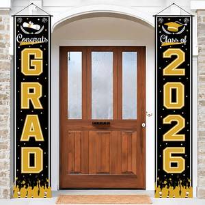 lot 20034 image: OHOME Graduation Decorations 2026 2027 - Black Congrats Grad Porch Banner for Graduation Party Decorations - Class of 2026 - Party Favors Supplies Backdrop Yard Signs Decor