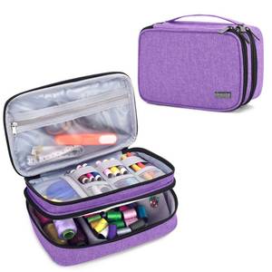 lot 20074 image: Luxja Sewing Accessories Organizer, Double-Layer Sewing Supplies Organizer for Needles, Scissors, Measuring Tape, Thread and Other Sewing Tools (NO Accessories Included), Purple