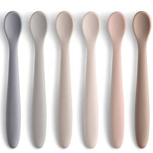 lot 20076 image: Silicone Baby Feeding Spoons, First Stage Baby Infant Spoons, Soft-Tip Easy on Gums I Training Spoon Self Feeding, Dishwasher & Boil-proof, 6 Pack