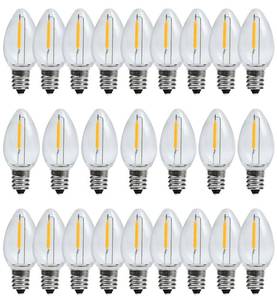 lot 20091 image: YIMILITE C7 Christmas Light Bulbs 0.6W 2700K Soft White E12 Base Replacement LED Bulb Indoor Outdoor Night Light 25 Pack