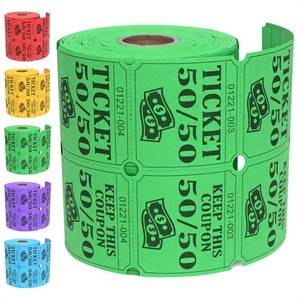 lot 20099 image: ESSENTIAL 500 Double Roll Raffle Tickets, 5050 Raffle Cards, Entry Form with Name, Address, Phone & Email for Events, Entry, Class Reward & Door Prize - 5 Color Selection (Green)