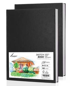 lot 20101 image: Hardcover Large Size 9 x 12 Sketch Pads for Drawing, 110 Sheets, 80lb120GSM Mixed Media Pad - Acid Free Paper, Bleedproof, Hardbound Sketchbook, Professional Grade (Pack of 1) (Damaged on Corner of Cover)