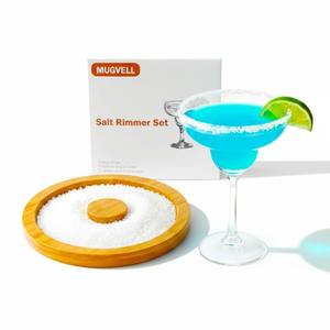 lot 20102 image: Mugvell Margarita Salt Rimmer Set for Cocktails, Sugar and Salt Rimmer Tray for Drinks, Wood Bamboo Glass Rimmer for Margarita Rim, Essential bar Tools for Party (1 Tier)