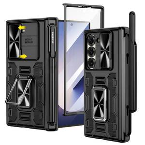 lot 20104 image: VEGO for Galaxy Z Fold 6 Case, with S Pen HolderHinge Protection360-degree Rotating KickstandSlide Camera CoverFront HD Screen Protector Protective Cover for Samsung Z Fold 6 - Black