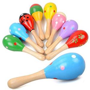 lot 20109 image: Islmlisa Mini Wooden Maracas for Kids, Wooden Fiesta Maracas Assorted Color and Design,Pack of 6 (Random Color Pattern)