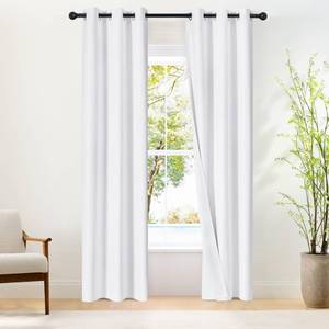 lot 20118 image: NICETOWN White Blackout Curtains W52 x L84 2 Panels, Grommet Full Blackout Window Treatments Heat Blocking for BedroomLiving Room