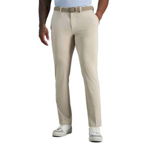 lot 20122 image: Haggar Mens Sport Travel Performance Athletic Fit Flat Front Stretch Casual Pant Sand (42W X 32L)
