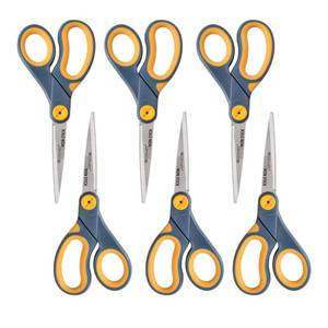 lot 20125 image: Westcott 8-Inch Non-Stick Titanium Scissors For Office and Home - Glide Adjust Technology - GreyYellow Craft, Fabric Scissors - 3 Pack