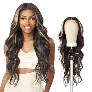lot 20130 image: Sensationnel Butta Lace Wigs - Unit 34 Extra Wide 5 Inch Deep Parting Synthetic Preplucked Hairline Glueless Lacefront (BALAYAGEGOLD)