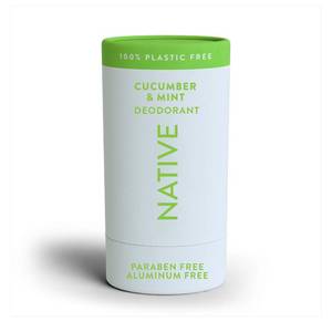 lot 20132 image: Native Plastic Free Deodorant Contains Naturally Derived Ingredients, 72 Hour Odor Control  Deodorant for Women and Men, Aluminum Free with Baking Soda, Coconut Oil and Shea Butter  Cucumber & Mint