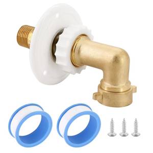lot 20134 image: kipa RV City Water Fill Inlet Flange Brass with Hose Elbow Check Valve Hookup Connector FPT 12 Female Thread 3 Flange for Camper Trailer Marine