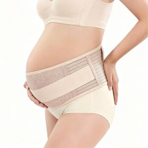 lot 20138 image: POXXU Maternity Belly Band, Pregnancy Support Belt with Adjustable Compression Wrap, Soft & Breathable Belly Bands for Pregnant Women and Pain Relief for Back, Pelvis (Beige)