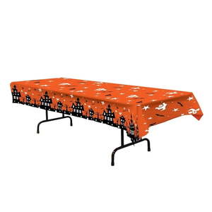 lot 20478 image: Beistle 54   x 108   Haunted House Tablecover Orange 2Pack 00025