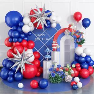 lot 20482 image: Red White Black Balloon Arch Kit, Latex Birthday Balloons 5 10 18 inch Black Red White Party Balloon Garland Kit with 2 Silver Explosion Star for Baby Shower Decorations Wedding Graduation Party