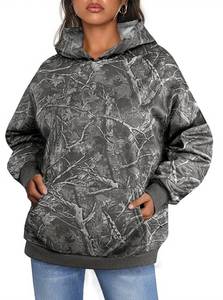 lot 20494 image: SOFIAS CHOICE Camo Hoodie Maple Leaf Graphic Oversized Sweatshirt Long Sleeve Pullover with Pocket Koffee Brown Small