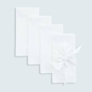 lot 20495 image: Solino Home 100% Pure Linen Napkins Set of 4 with Four Separate 40 Long Tie - White Cloth Dinner Napkins 20 x 20 Inch for Summer - Audrey, Handcrafted and Machine Washable