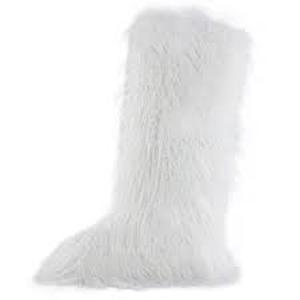 lot 1884 image: Valpeak Faux Fur Tall Fuzzy Knee-High Boots for Girls - Mongolian White Size 12