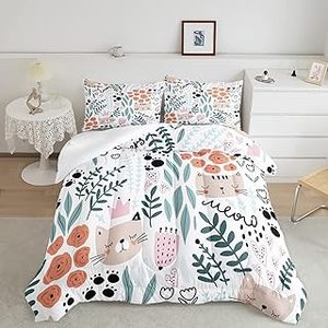 lot 1886 image: FUYEUN Cartoon Cat Comforter Set with 2 Pillow Cases