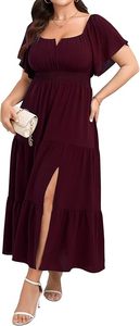 lot 2469 image: SCOMCHIC Womens Burgundy Maxi Dress Size 1XL