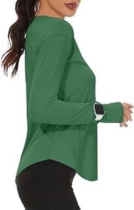 lot 2476 image: Loovoo Womens Long Sleeve Top Deep Green Size L