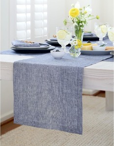 lot 2486 image: Solino Home Juliette Ruffle Table Runner - 14x90 Inch Chambray Indigo