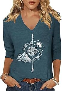lot 12274 image: Heather Teal Compass Adventure Graphic T-Shirt XL