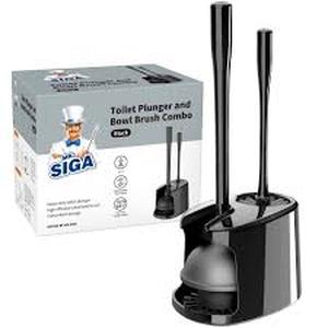 lot 13057 image: Mr. SIGA Toilet Plunger and Bowl Brush Combo Set - Black, Pack of 2