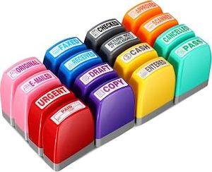 lot 14146 image: Yeaqee 13-Piece Self-Inking Rubber Stamp Set
