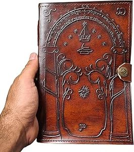 lot 14184 image: Brown Leather Journal, Doors of Durin, Tolkien Lord of the Ring Embossed Journal, Book of Shadows Notebook