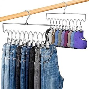 lot 20117 image: TAZDIE Extra Large Closet Organizer Hanger with Clips for Jeans and Scarves (2 Pack)