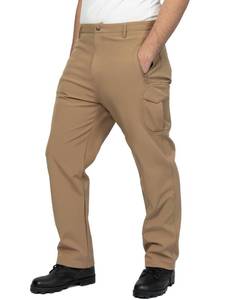 lot 1952 image: Flyplus Mens Waterproof Softshell Fleece-Lined Cargo Pants for Snow, Skiing, Hiking, Outdoor Sports��36W x 32L Khaki