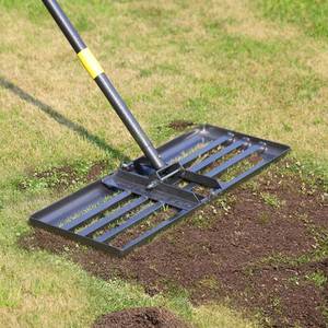 lot 1965 image: Lawn Leveling Rake, 60 inch 27x10 Levelawn Tool, Heavy Duty Effort Saving Lawn Level Tool, Stainless Steel Handle Lawn Leveler for Yard Garden Golf Course, Ease Level Soil Sand Dirt Surfaces