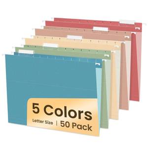 lot 1975 image: SUNEE Hanging File Folders, 50 Pack Letter Size Hanging File Folders with 15-cut Tabs, Stay Organized for Your Home and Office Bulk File, Documents and Paper,5 Retro Colors