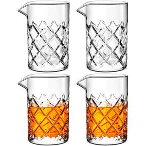 lot 1987 image: Dandat 4 Pcs Cocktail Mixing Glass 17 oz Crystal Stirring Glass Thick Bottom Seamless Cocktail Pitcher for Home Bartender Bar Whiskey Martini Drink Shaker Accessories (Grid)