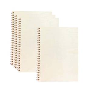 lot 1992 image: Cregugua 4 Pack A4 Wood Cover Jounal Notebook 80 pages Sketchbook 9x12 Inch Unlined Spiral Notebook for Crafts