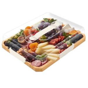 lot 1993 image: Charcuterie Board with Lid, Travel Portable Snackle Box Charcuterie Container Bamboo Cutting Boards for Candy Fruits Nuts Snacks, House Warming Gifts for Women