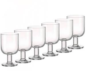 lot 1996 image: Bormioli Rocco Hosteria Set Of 6 Stackable Wine Glasses, 9.5 Oz. Goblet, Clear Tempered Glass, Made In Italy.