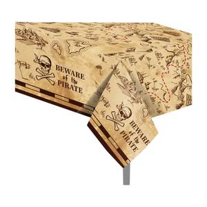 lot 2056 image: CC HOME 1Pc Pirate Ship Party Plastic Tablecloth 54 x 87 Inch Long Table Cover, Treasure Map Nautical Party Tablecover for Sailing Theme Kids Baby Shower Birthday Dinner Picnic Kitchen Event