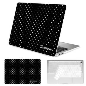 lot 2057 image: Seorsok Compatible with MacBook Air 13 Inch Case 2022 2021 2020-2018 Release A1932 A2179 M1 A2337 Touch ID,Premium Cream Textured Black Polka Dot Plastic Hard Shell Case with Keyboard Cover,Hot Pink