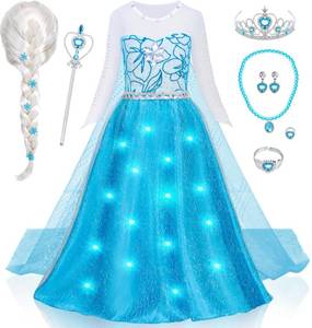 lot 2080 image: G.C Girls Light Up Princess Dress Costume Toddler Princess Dress Up with Cape Kids Wig Crown Wand Toys Halloween Cosplay Birthday Party Gifts