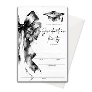 lot 2139 image: LoaHak Black and White Graduation Invitation, Watercolor Graduation Party Invite, Elegant Graduation Invitation, Modern Minimalist Graduation Card, 4x6 Inch