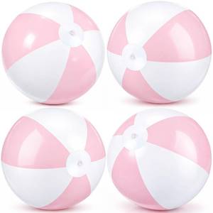 lot 2175 image: MiniInflat 4 Pcs 16 Inch Pastel Inflatable Beach Balls Bulk Large Macaron Pink Inflatable Decorated Ball Party Ornaments for Kids Summer Swimming Pool Party Birthday Favors Toys