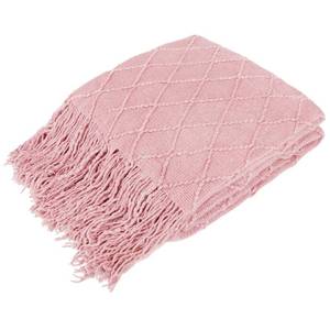 lot 2177 image: PAVILIA Light Pink Knit Throw Blanket for Couch Bed, Soft Knitted Farmhouse Sofa Throw for Living Room, Lightweight Decorative Summer Throw Blanket for Chair, Outdoor Textured Boho Blanket, 50x60