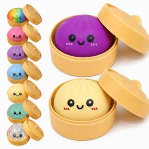 lot 2185 image: 2PCS Dumpling Squishies Toys with Food Steamer,Colorful Squeeze Dough Fidget Sensory Stress Balls,Stretchy Hand Desk Toys for Stress Relief Squishies Dumpling Gifts,Fuchsia&Yellow